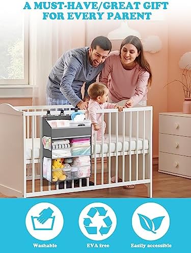 Hanging Diaper Caddy Organizer Crib Organizer–Spacious Baby Girl/Boy Nursery - Image 7