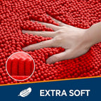 Chenille Bathroom Rug 26"x44" Red, Non-Slip Plush Bath Mat - Image 3