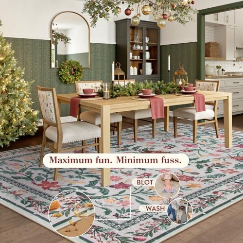 Lahome Christmas Rugs 8x10 Living Room Decor, Washable Area Rugs - Image 3