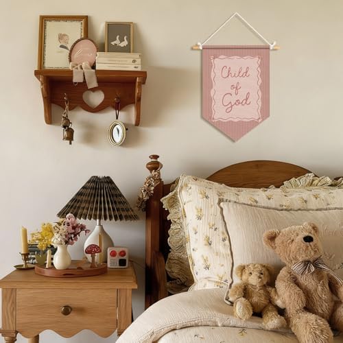 Girl Nursery Decor, Child of God Bible Verse Wall Pennants Banners - Image 2
