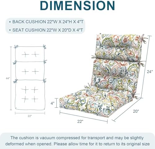 DYTXIII Outdoor High Back Chair Cushions Set of 2, Water Repellent Tufted - Image 3