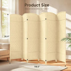 JOSTYLE Rattan Room Divider, 6-Panel Folding Privacy Screen 6ft. Extra Wide - Image 2