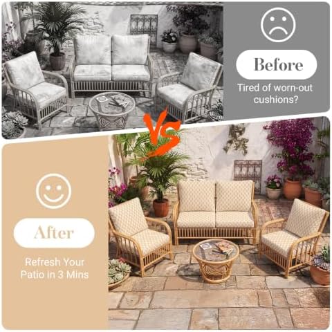8Pcs Patio Cushion Covers Stretch Outdoor Furniture Protector Slipcovers - Image 4
