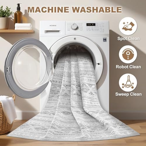 Nakagishi Boho 5x7 Area Rug Living Room Rugs Machine Washable Dark Gray - Image 3
