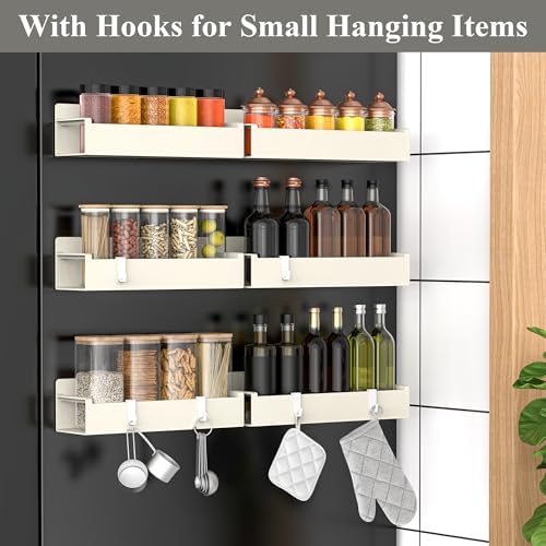 HuggieGems 6 Pack Cream White Magnetic Spice Rack Organizer - Image 2