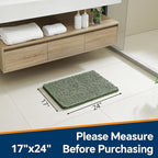 Chenille Bathroom Rug 17"x24" Loden Green, Non-Slip Plush Bath Mat - Image 2