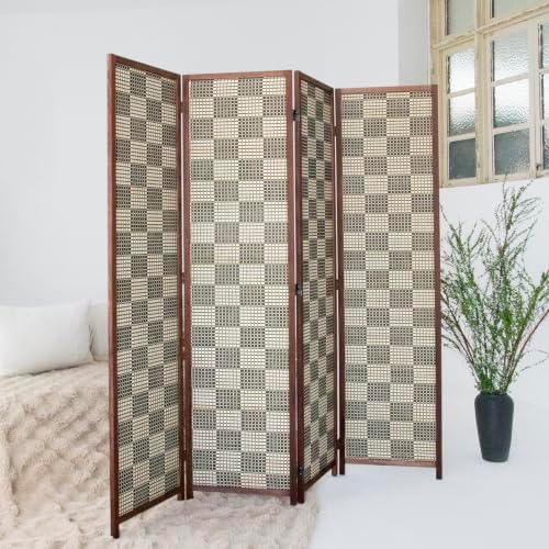 4 Panel Bamboo Room Divider, 5.6 ft Tall Double-Sided Folding Privacy Screen - Image 5