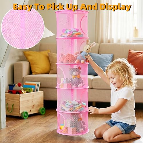 Hanging Stuffed Animal Storage Hammock Net 5 Tiers - Image 5