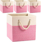 PRANDOM Large Foldable Cube Storage Bins 13x13 inch Fabric Linen Storage by Prandom