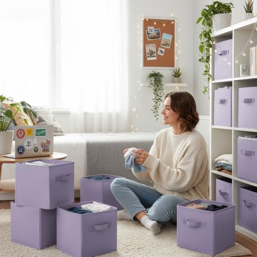 GRANNY SAYS 11 Inch Cube Storage Bins, Lavender Purple - Image 7