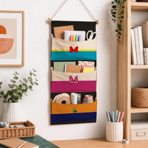 3-Pocket Hanging Wall Organizer, Colorful Bow Design - Image 6