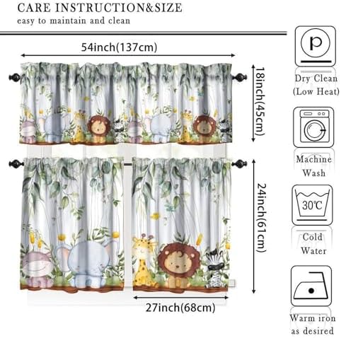 Forest Animal Valance Curtains, Watercolor Wild Animal Bear Fox Deer Kids - Image 5
