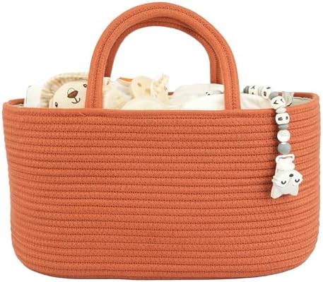 XUANGUO Large Cotton Rope Baby Diaper Caddy Organizer Basket Rust by XUANGUO