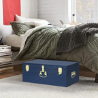 Vixdonos Large Metal Trunk Decorative Storage Box College Dorm Chest - Image 2
