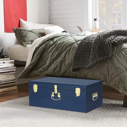 Vixdonos Large Metal Trunk Decorative Storage Box College Dorm Chest - Image 2