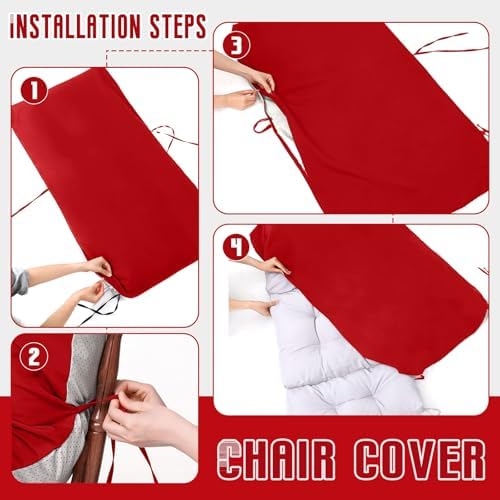 Tudomro 4 Pcs Outdoor High Back Chair Cushion Covers Waterproof Patio - Image 3