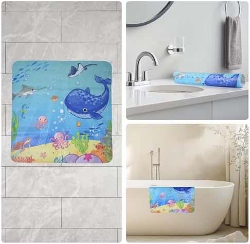 OTraki 21x21 Inch Ocean Pattern Square Baby Bath Mat - Image 6