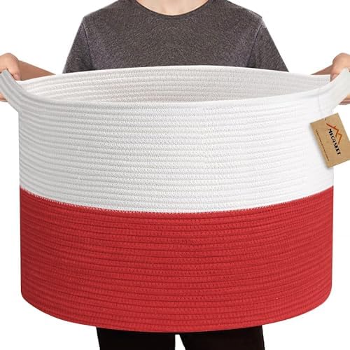 MEGASKET Large Red Baskets for Storage, 22x14 Wicker Woven Storage Basket by MEGASKET