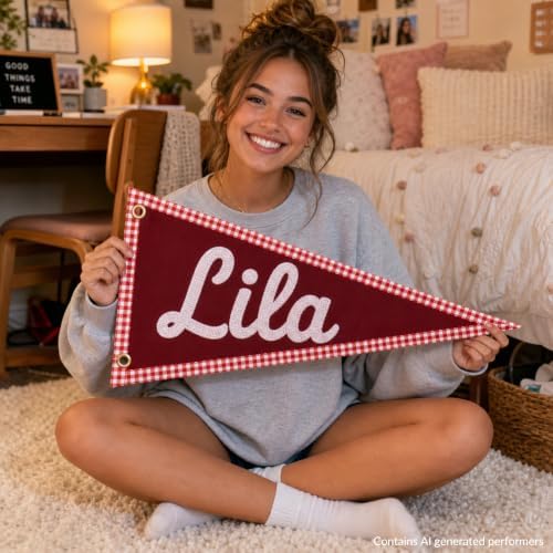 Custom Embroidered Name Pennant Flag Personalized Dorm Room Decor Banner - Image 3