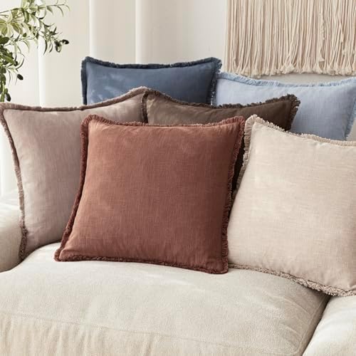 Foindtower Decorative Linen Fringe Lumbar Throw Pillow Covers Cozy Boho - Image 7