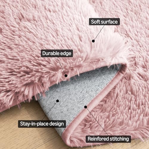 Amazon Basics Fluffy Washable Round Area Rug, Circle Shaggy Carpet - Image 3