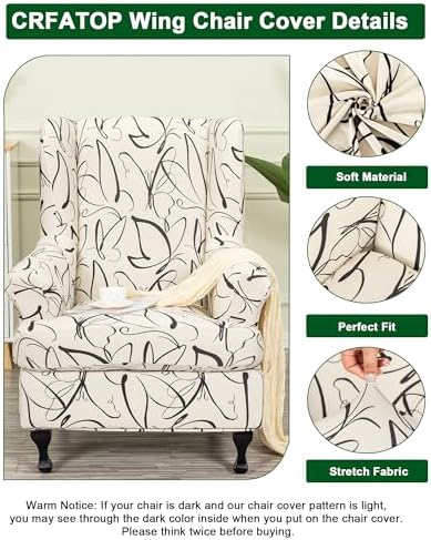 CRFATOP Wingback Chair Covers Stretch Armchair Slipcovers - Image 2