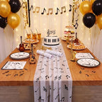 4 Pcs Music Table Runner 29x70 Inch Glitter Black Tulle Party - Image 4