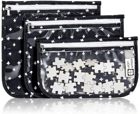 HIONXMGA Set of 3 Clear Travel Toiletry Bag, TSA Approved, Quart Size S/M/L by HIONXMGA