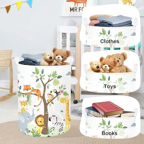 Forest Animals Laundry Hamper Woodland Tree Large Storage Basket Parents - Image 5