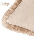 Foindtower Decorative Linen Fringe Lumbar Throw Pillow Covers Cozy Boho - Image 3