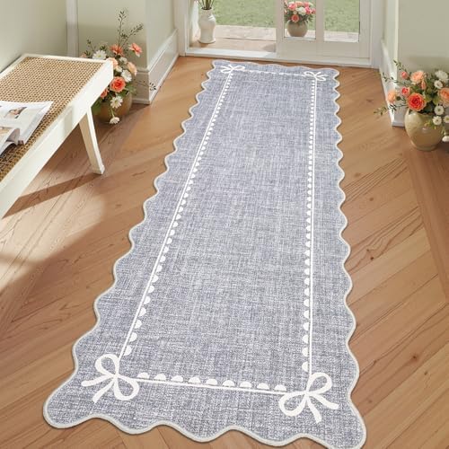 GarveeHome Scalloped Hallway Runner Rug 2.5x10 Non Slip Bedroom Rugs by GarveeHome