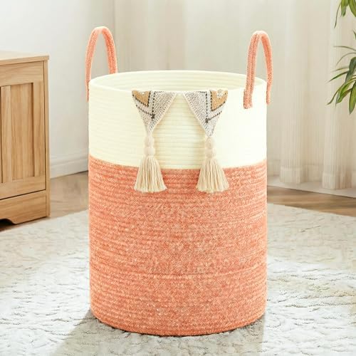 Laundry Basket, Woven Cotton Rope Laundry Hamper, 40L by Artfeel