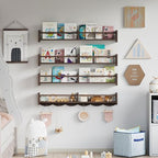 34Inch Nursery Bookshelves, Wall Floating Shelf Kids Coat Rack - Image 4