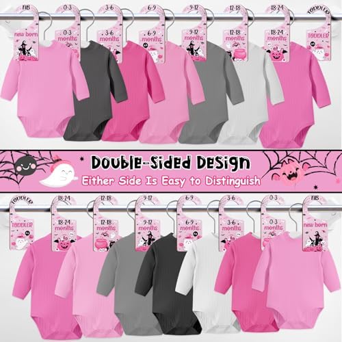 Halloween Baby Closet Dividers 8Pcs – Pink Black Wooden Double-Sided Clothes - Image 2