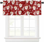 Red Christmas Valance Curtains for Kitchen Windows Santa Claus Merry Christmas by VandarllinHomeKitchenDecor
