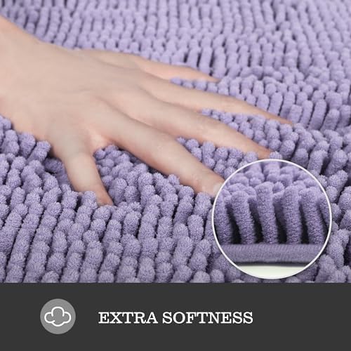 Yeaban Chenille Lavender Bathroom Runner Rug 17"x47" - Image 2