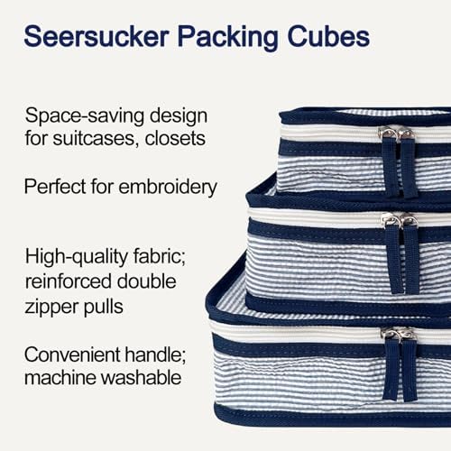 Seersucker Packing Cubes, 3 Pack Blank - Image 2