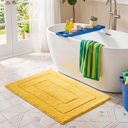 GRANNY SAYS Yellow Bathroom Rug 36" x 24", Non-Slip Microfiber Bath Mat by GRANNYSAYS