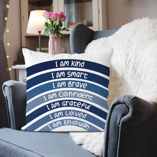 QIYUHOY Navy Boho Rainbow Classroom Throw Pillow Covers, 18x18 Inch - Image 3