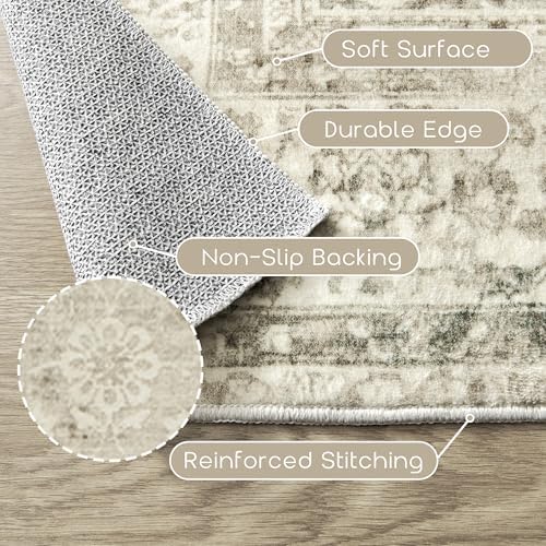 Cream and Light Tan Rugs Washable Vintage Soft Large Living Room Rug 9x12 - Image 3