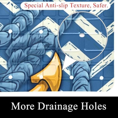 Shower Mat Non Slip 26.8 x 15.1 Inches, Anchor Zigzag Bathtub Mat Shower Stall - Image 2