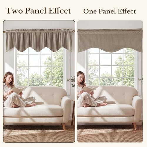 StangH Camel Beige Scalloped Valance Curtains 52x18 Inch, 1 Panel - Image 7