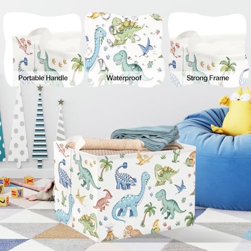 Clastyle Boho Dinosaur Laundry Basket Palm Tree Kids Clothes Book Storage - Image 4