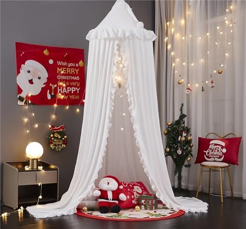 VETHIN Bed Canopy for Girls, Princess Round Dome Dreamy Mosquito Net Bedding - Image 6