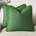Foindtower Decorative Linen Fringe Throw Pillow Covers 26×26 Forest Green by Foindtower