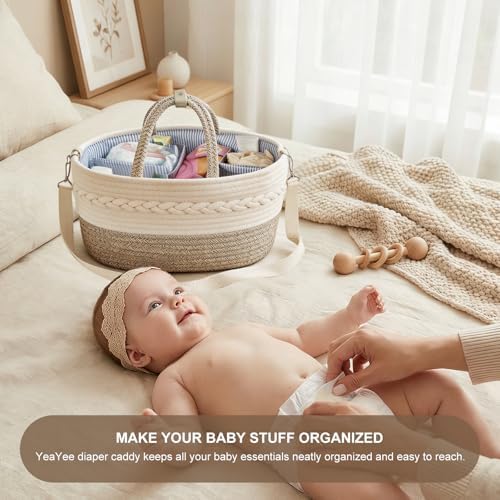 Baby Diaper Caddy Organizer, 5 Grids, 8 Pockets, Shoulder Strap Portable - Image 4