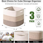 ICERZCZ 11 Inch Cube Storage Bins, Storage Cube Organizer Bins, Woven Cotton - Image 2