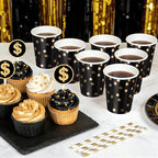 WRAPAHOLIC 50 Pcs Black Gold Dot Paper Cups - 9 oz Black and Gold Foil Dots - Image 4