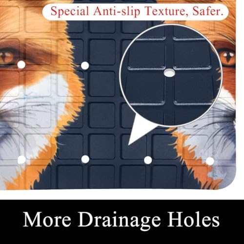 Bathtub Mat Non Slip 26.8x15.1 Inch, Fox Heads Shower Mat - Image 2