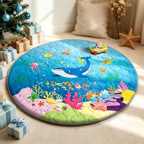 RONGFA Round Baby Play Mat for Floor, Round 48'' Thicken Foam Soft Padded Mat by RONGFA